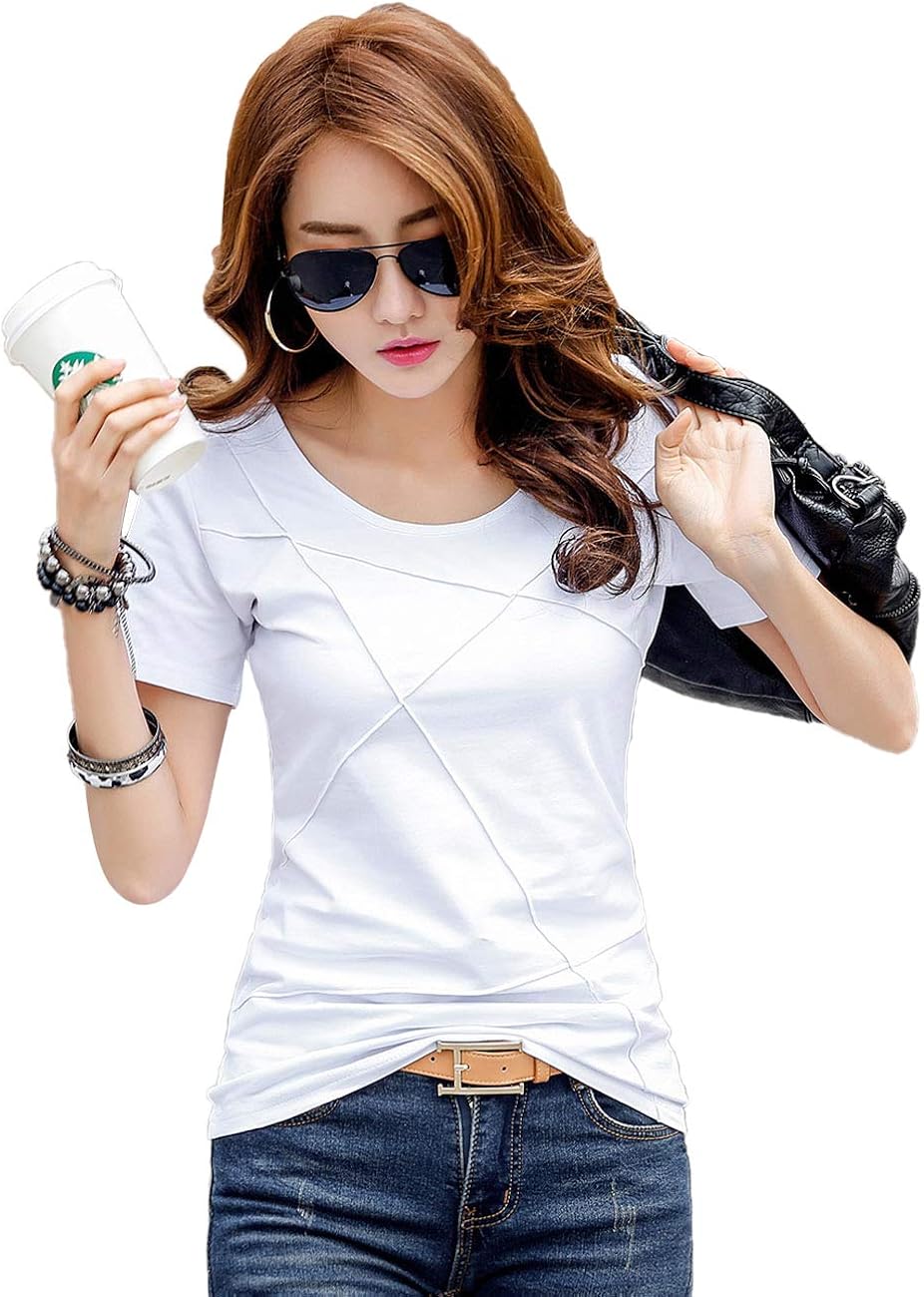 Lingew レディース 半袖 カットソー ロング Tシャツ パイピングデザイン 最新人気 Lingew レディース 半袖 カットソー ロング Tシャツ パイピングデザイン 最新人気