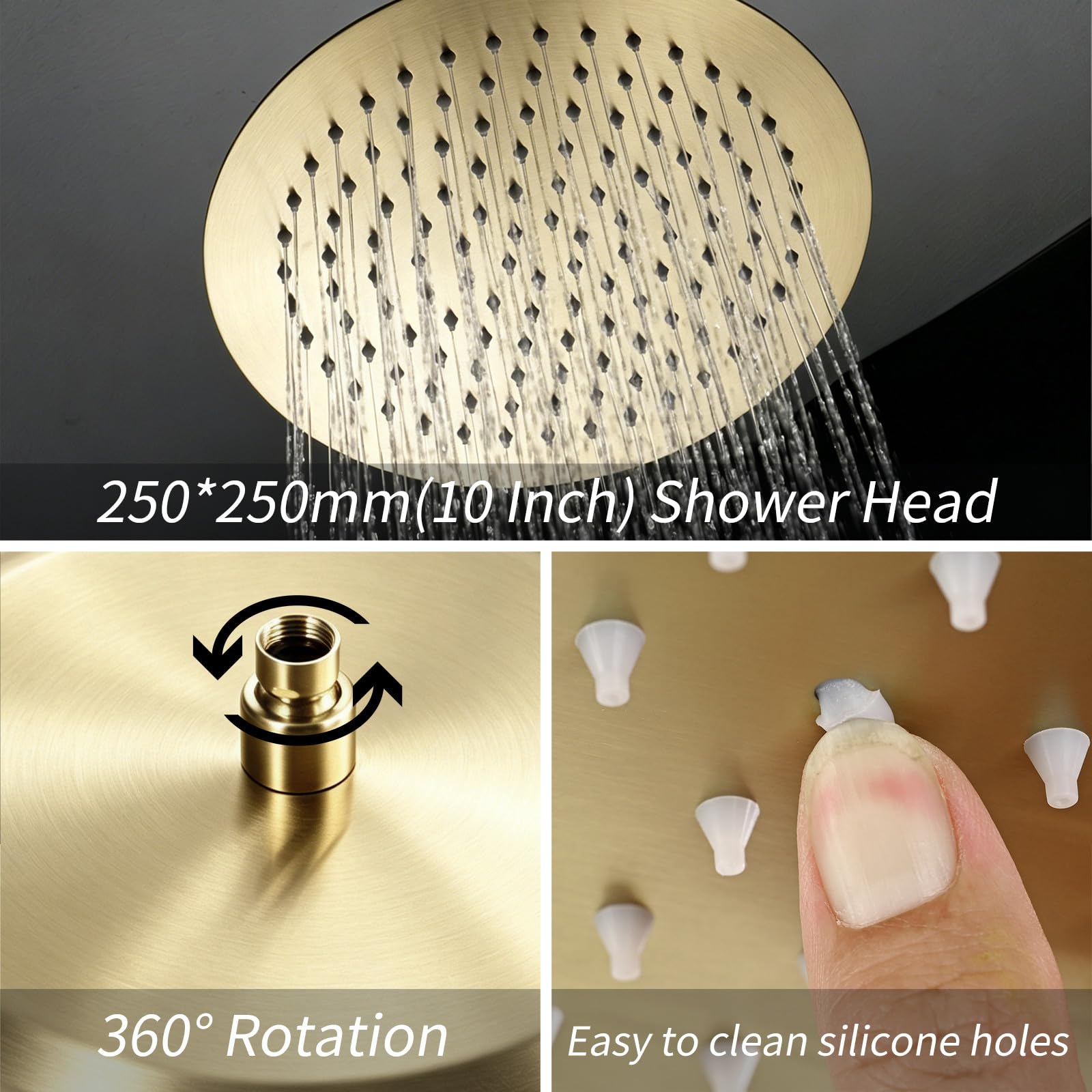 Sistema doccia a pioggia con rubinetto doccia regolabile 25 cm in acciaio inox Rainhead 3 Spray M Doccia palmare Miscelatore per vasca da bagno pieghevole Rubinetto per vasca da bagno