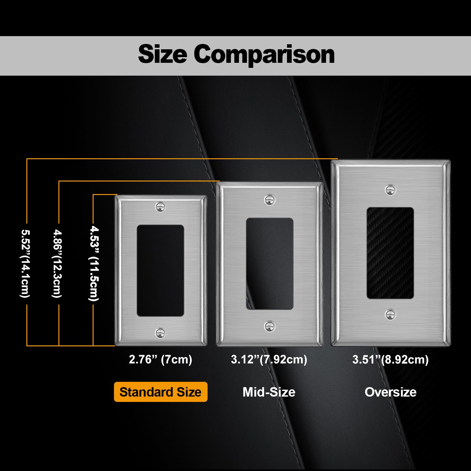 Decorator Switch or Receptacle Metal Wall Plate Stainless Steel Outlet
