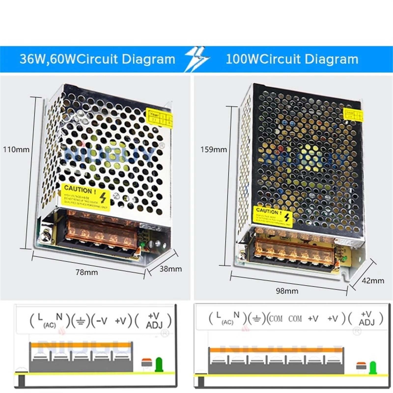 Alimentatore switching DC 12V 24V 2A 3A 4A 5A 8A 10A 15A 20A 25A 30A 40A Adapte AC-LED Driver Converter(24v-60w)