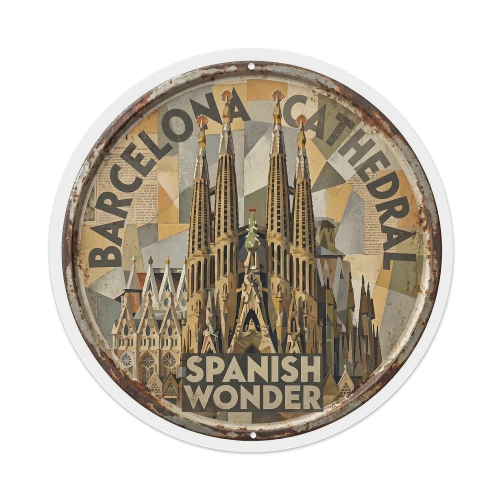 Vintage Travel Tower Spain Cathedral 3039 Metal Tin Sign