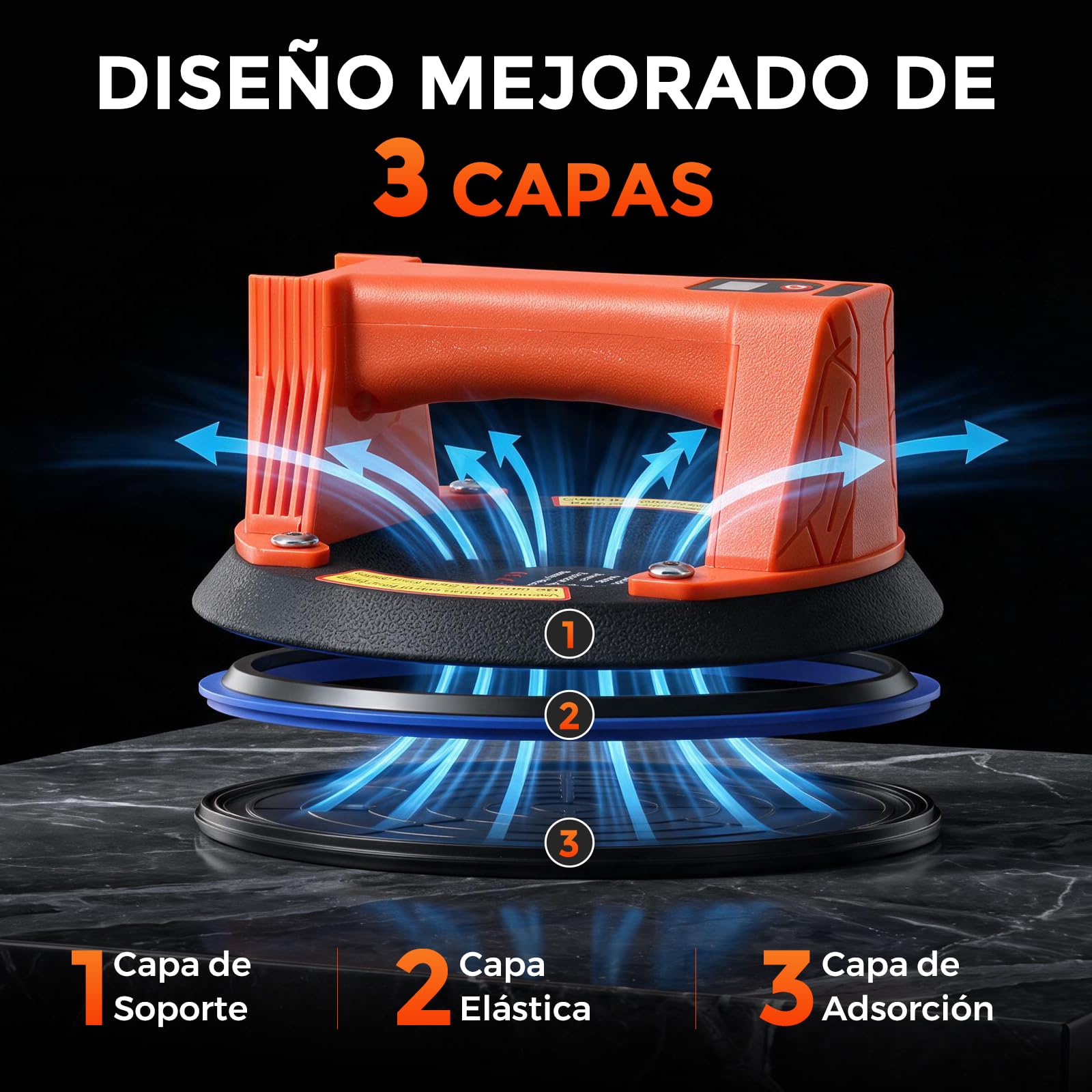 Bonvoisin Ventosa Eléctrica para Azulejos 440lbs/200kg para Vidrio (EU)