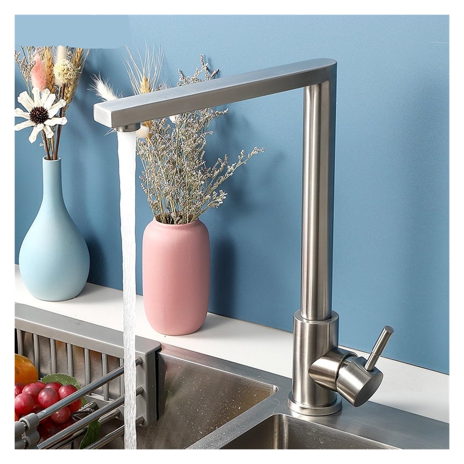 Rubinetto da cucina in acciaio inox 360 gradi rotante flessibile rubinetto per lavello acqua calda e fredda rubinetto di miscelazione per lavello da cucina