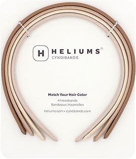 Heliums Thin Headbands For Women - 8mm Skinny Headband, 4 Count, Comfortable Narrow Hair Bands Blend with Hair Color (Dark Blonde, Sandy, Beige and Ash Blonde)