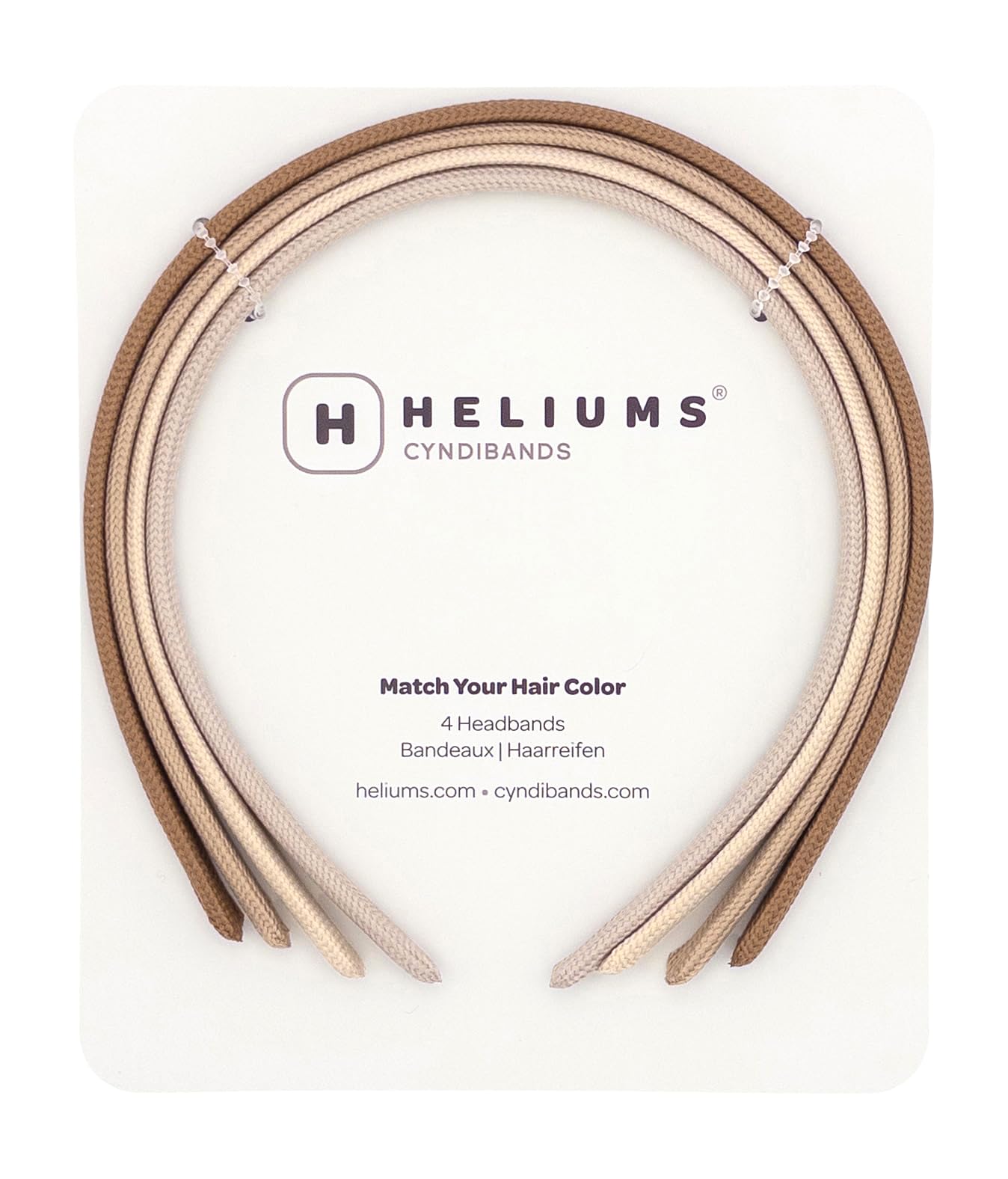 Heliums Thin Headbands For Women - 8mm Skinny Headband, 4 Count, Comfortable Narrow Hair Bands Blend with Hair Color (Dark Blonde, Sandy, Beige and Ash Blonde)