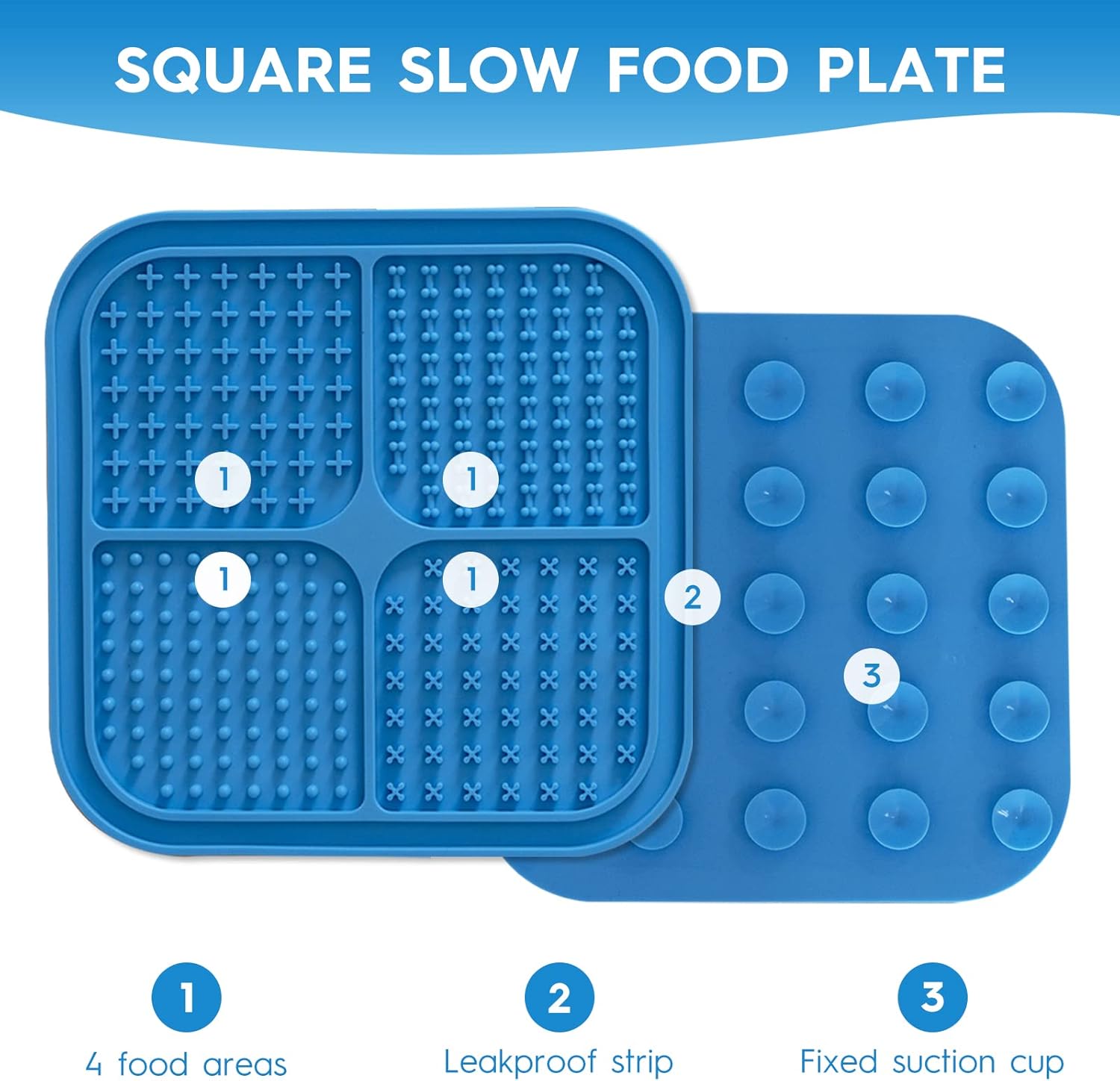 WHICH DOG Slow Feeder for Dog, Pets Licking Mat with Suction Cup Non-Slip Design, Pet Calming Treat Mat Anxiety Relief Dog & Cat Slow Food (Blue) 3 71jZomCh7uL. AC SL1500