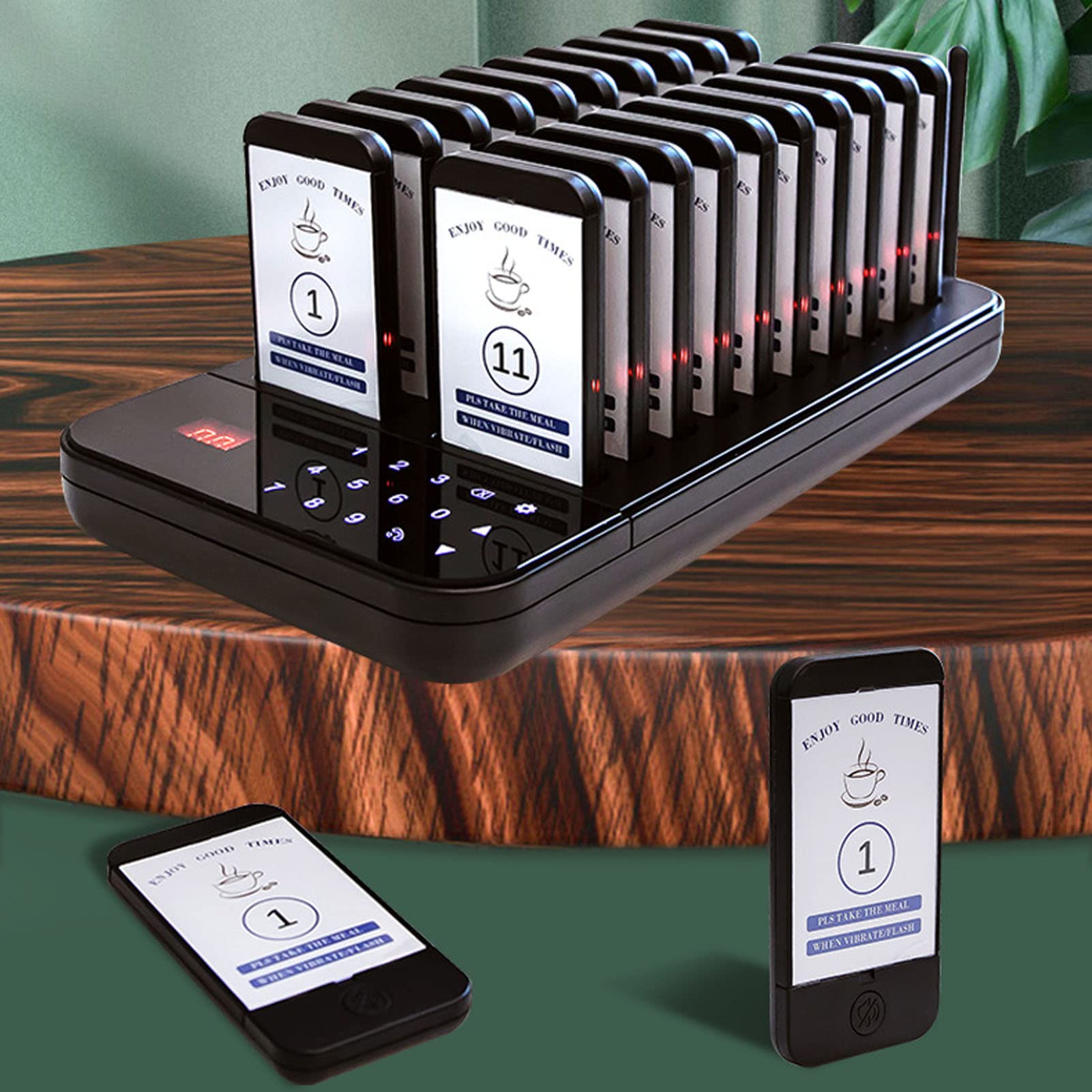Dpofirs Pager für Restaurants, Paging System mit 20 Pagern, Buzzer Beep Lineup Waiting Queue Signal Calling Customer Service for Cuisine Hospital Clinic(EU)