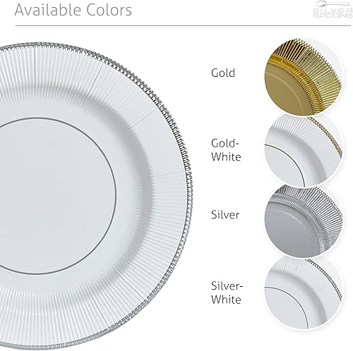 Miniatura 6 de Silver Spoons PLACAS CARGADORAS DE RIMA REDONDAS DESECHABLES - 10 PC - OroBlanco