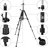 Vista 2 de Soporte para peluca con trípode con base antideslizante, soporte para cabeza de maniquí ajustable con gancho, soporte para cabeza de maniquí