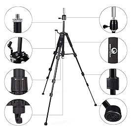 QISHI YUHUA Wig Stand Tripod with Non-Slip Base Adjustable Mannequin Head Stand with Hook Heavy Duty Manikin Head Tripod