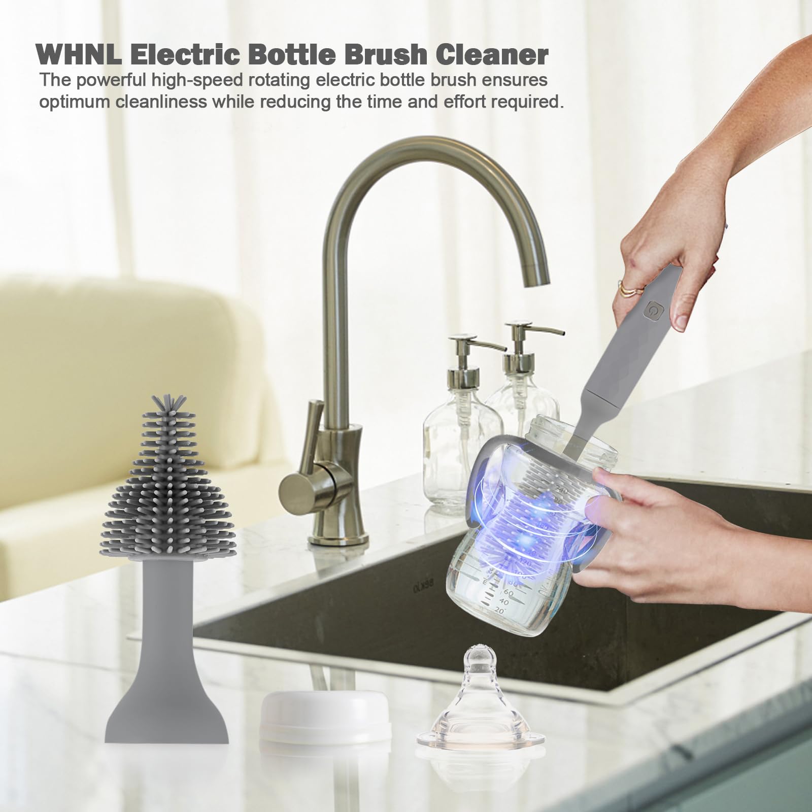 Electric Bottle Brush Cleaner - Keep Bottles Sparkling -2