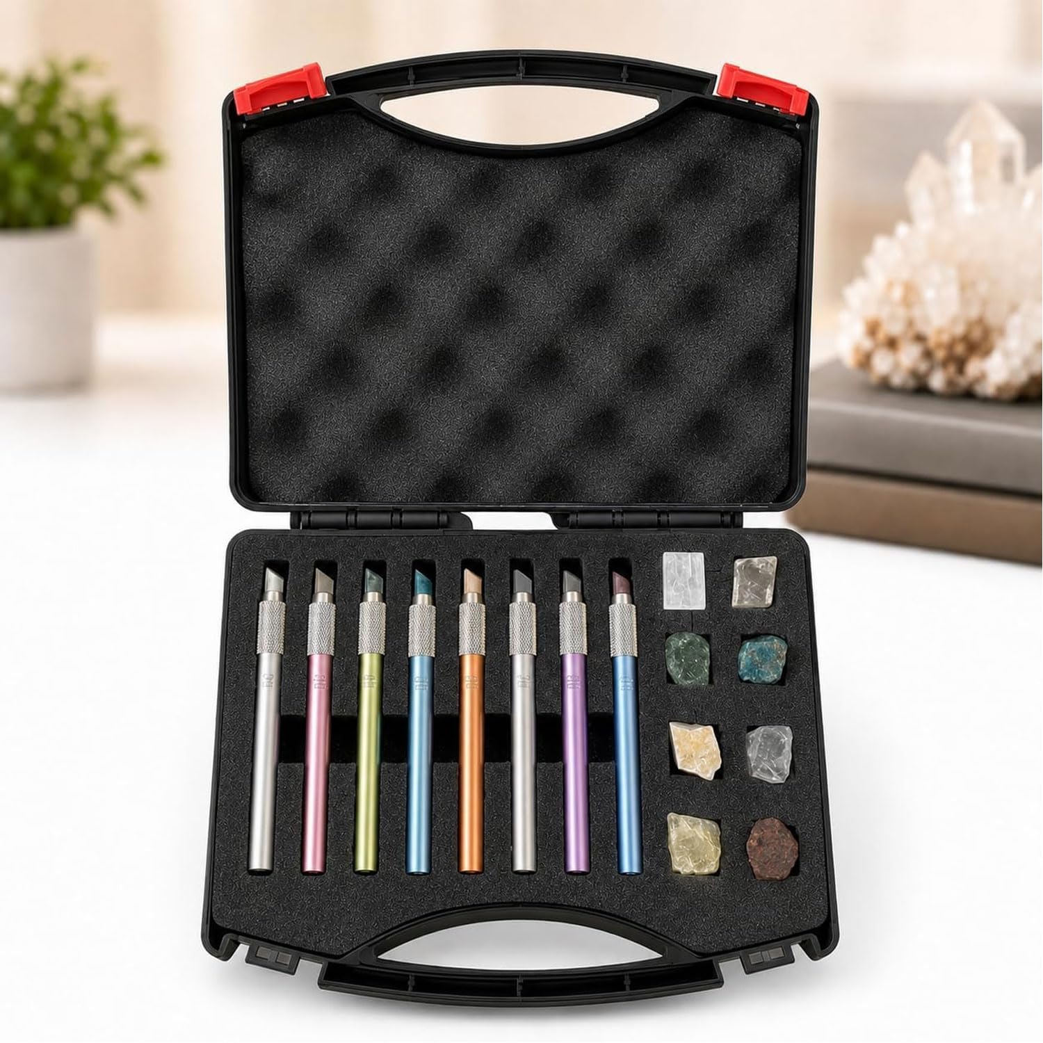 JOSBY 2-9 Scratch Tester Pens, Mohs Hardness Test Kit, With Storage Box, Industrial Mineral Identification, Mineral Hardness Tester, For Gemstones, Jade, Jewelry, Glass, Ceramic Tile, Rock