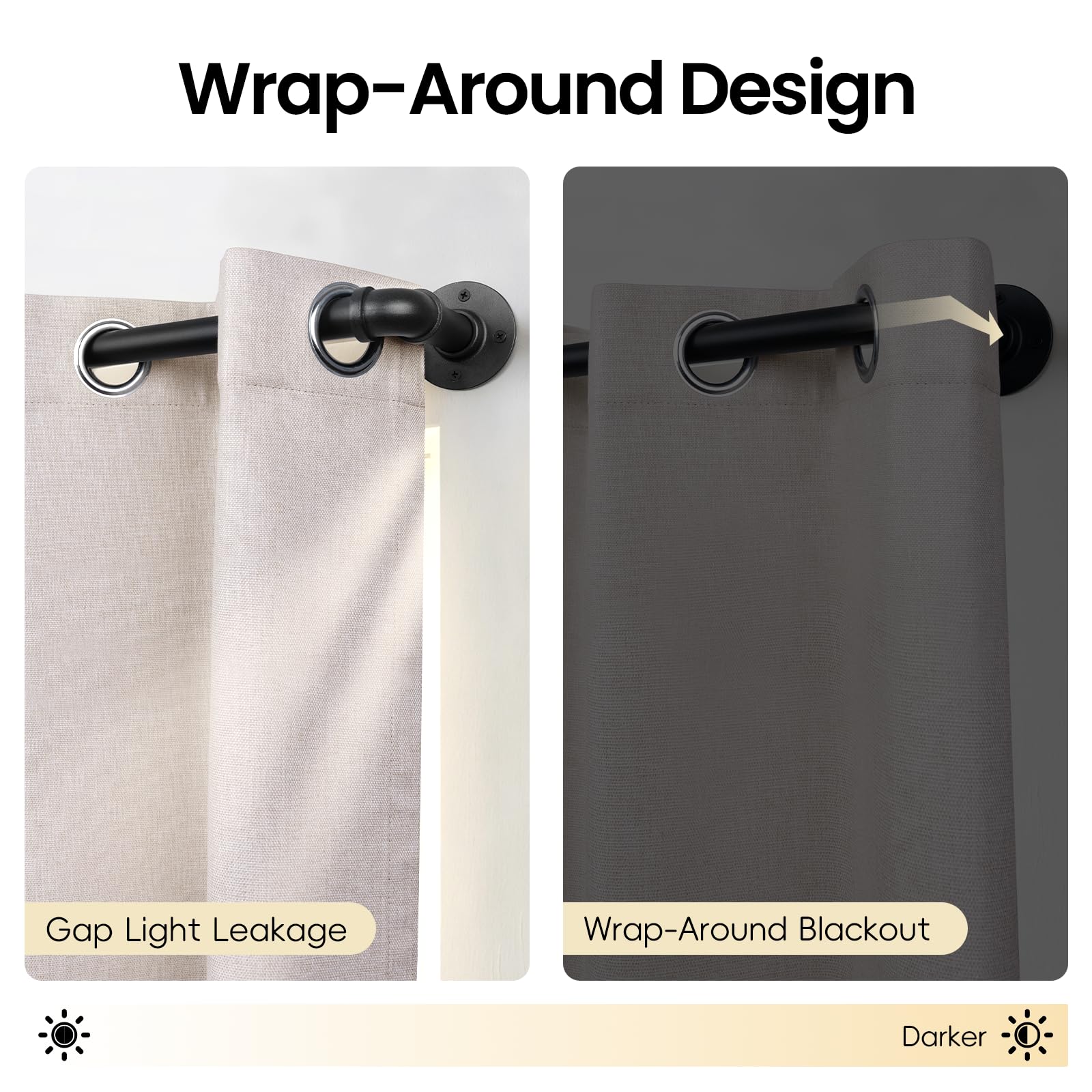 Blackout Curtain Rod - 72-144 Inch, Heavy Duty -3 Blackout Curtain Rod - 72-144 Inch, Heavy Duty -3