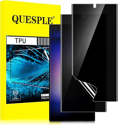 QUESPLE Paquete de 2 Protector de pantalla de privacidad para Samsung Galaxy S23 Ultra (no de vidrio), ultrafino Soporte ultrasónico de huellas