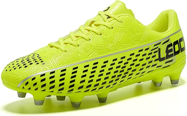 LEOCI Soccer Cleats for Men's and Women's Outdoor Unisex Football Shoes Firm Rugby Boots