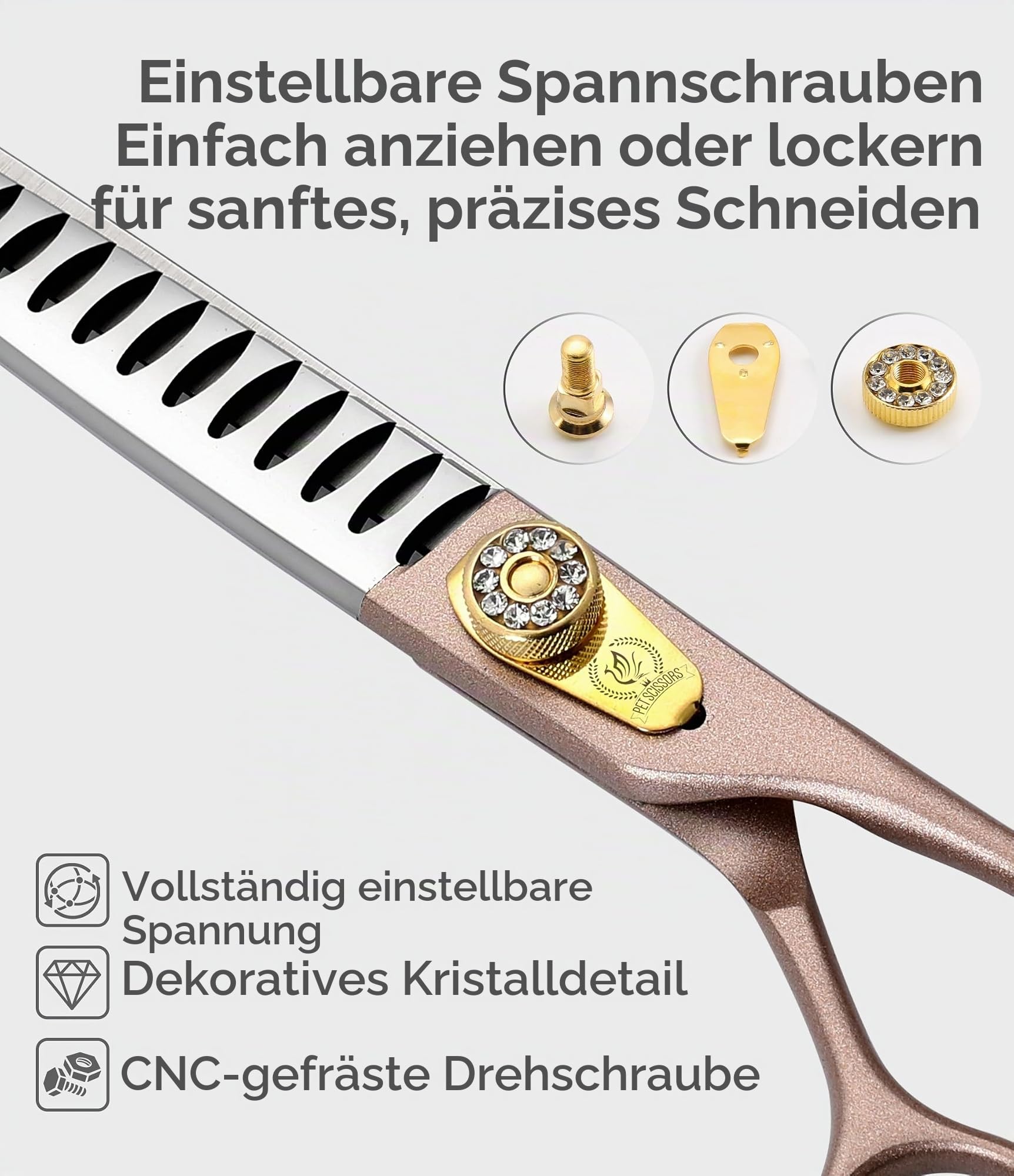 Effilierschere für Hunde und Katzen, Fellschere, 440C Edelstahl, professionelle Hundeschere, 17,8 cm
