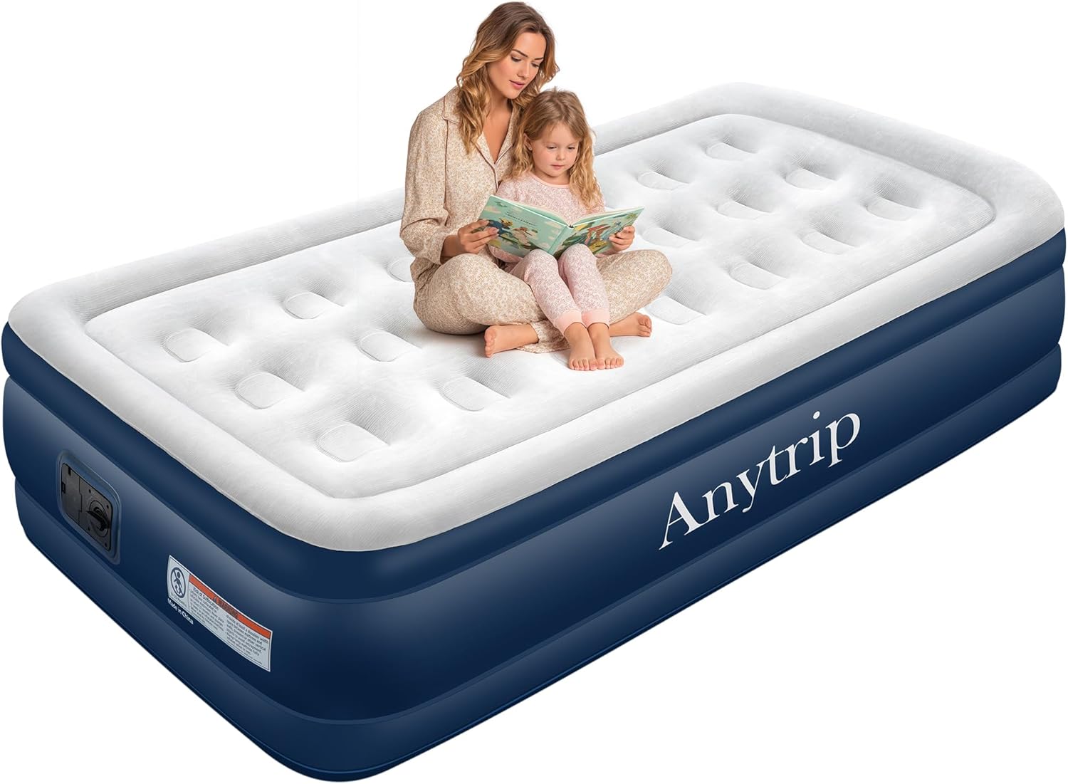 Twin Air Mattress with Built-in Pump Raised,18.5" Inflatable Blow Up Mattress,Portable Leakproof Air Bed with Waterproof Flocking Top for Home,Camping and Guests