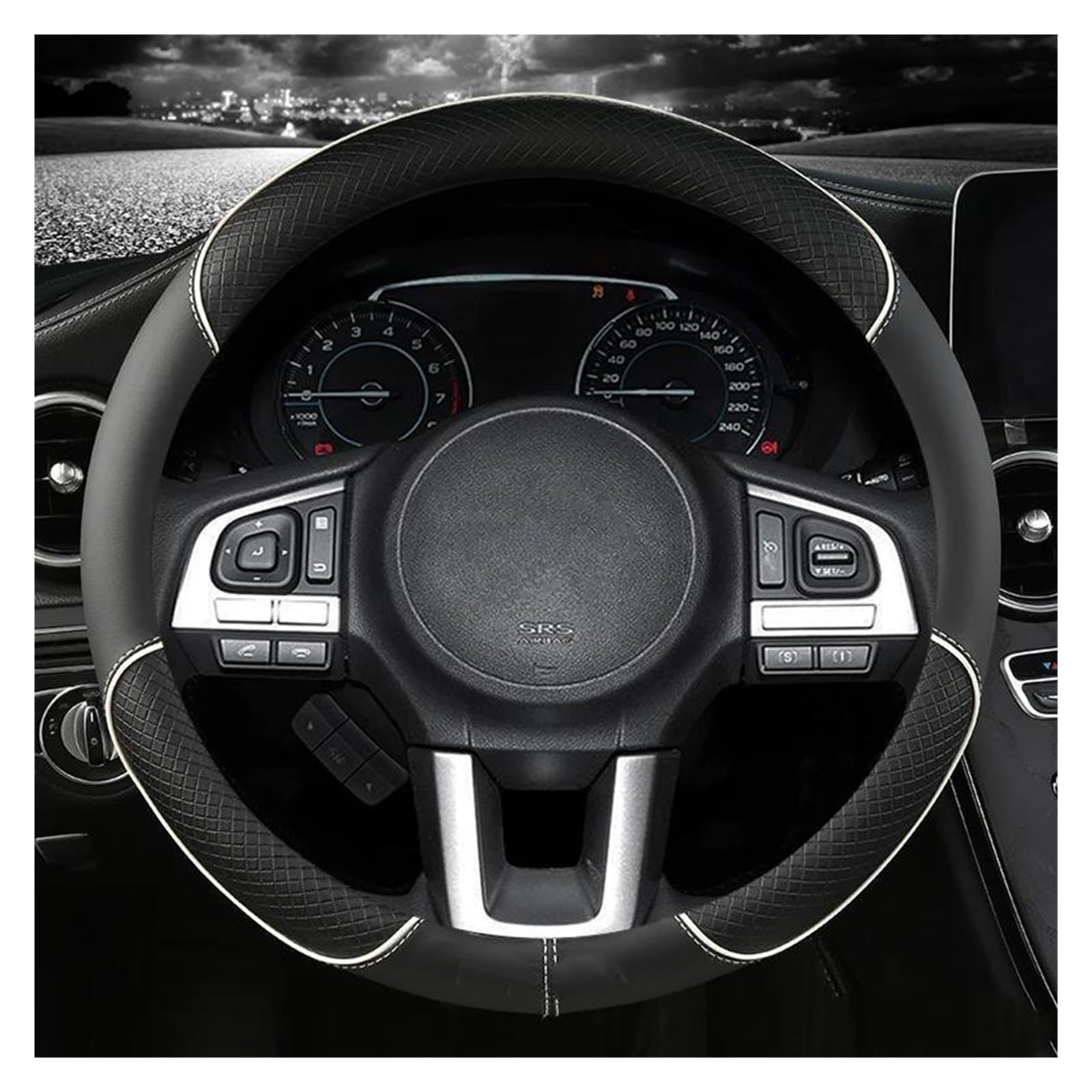Lenkradabdeckung Mikrofaser Leder 38CM Auto Lenkrad Abdeckung Anti-Slip für Subaru für Forester für Legacy für XV für BRZ für WRX Lenkrad Bezug Auto(Weiss)