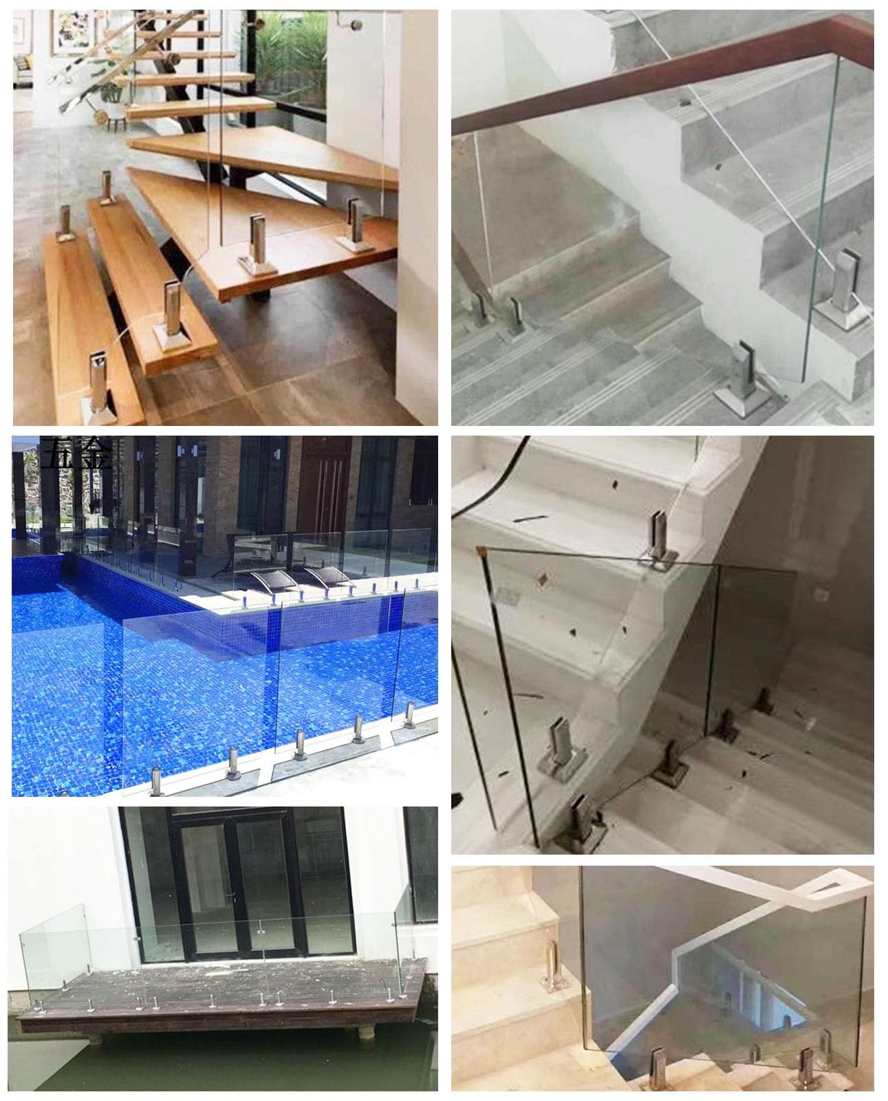 Abrazaderas de vidrio para barandilla de balcón, soportes de espiga de placa de vidrio templado, construcción de acero inoxidable para una instalación segura