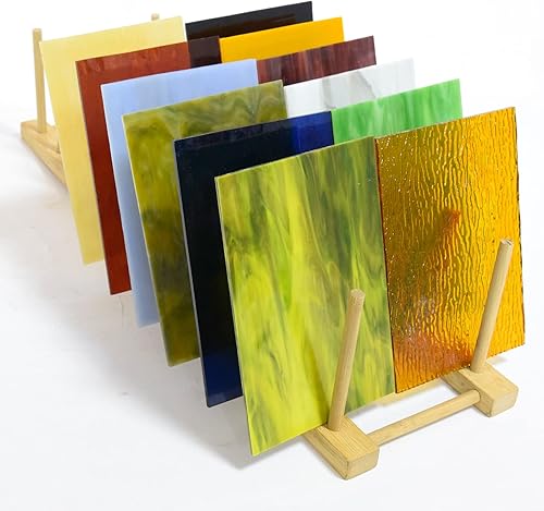 Wecrejoni 12 hojas de hojas de vitral 4 x 6 pulgadas variedad de vidrios de catedral hojas de vidrio de texturas mixtas para proyectos de vitrales