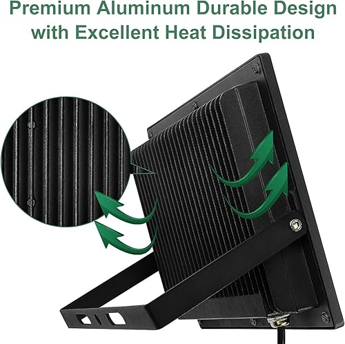 Vista 3 de GLORIOUS-LITE Luces de inundación LED para exteriores, 50 W 5000 lm luz de trabajo LED exterior con enchufe, luz blanca de día de 6000 K, IP66