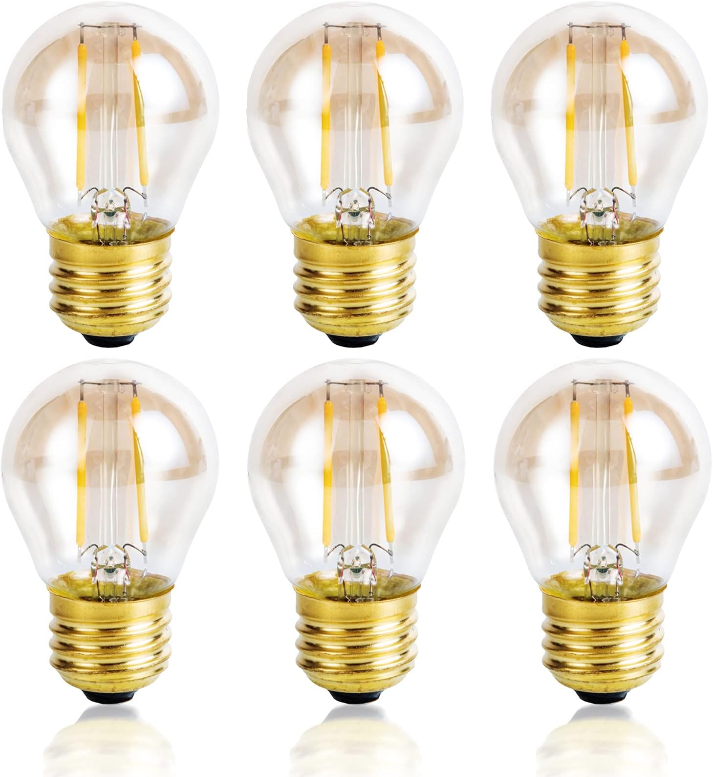 Beonllay Vintage Amber Light Bulbs 25 watt Equivalent Dimmable E26 LED Bulb 2500K Warm Light, 2W LED Globe Edison Decorative Light Bulb, 6 Pack