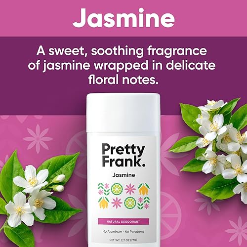 Miniatura 3 de Pretty Frank Desodorante en barra natural sin aluminio, jazmín (paquete de 1)  Control de olores durante todo el día para mujeres y hombres  Fórmula