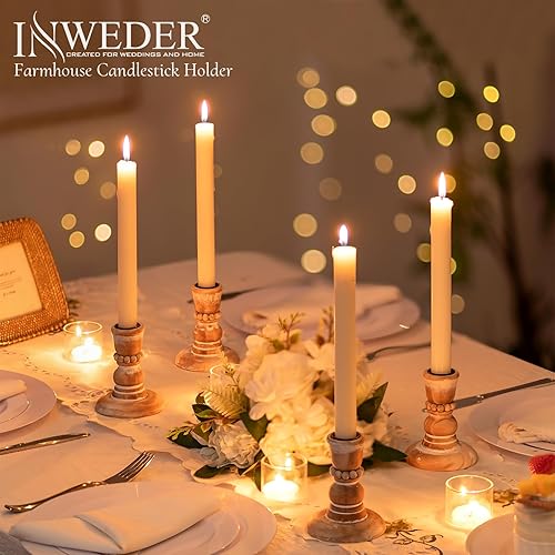 Miniatura 3 de Portavelas cónicos de madera candelabros de madera rústica, decoración de otoño para sala de estar, mesa de comedor, centro de mesa de Navidad,