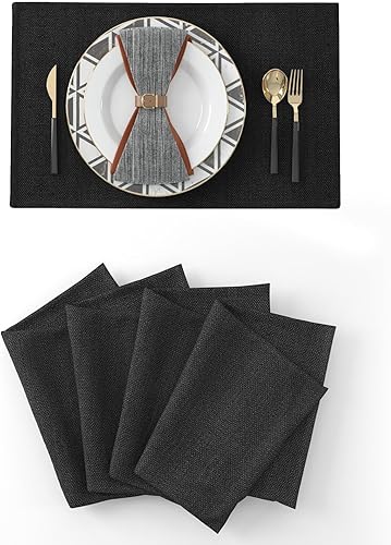 Miniatura 92 de Juego de 4 manteles individuales de lino suave hechos a mano resistentes al calor, manteles individuales para mesa de comedor, manteles individuales