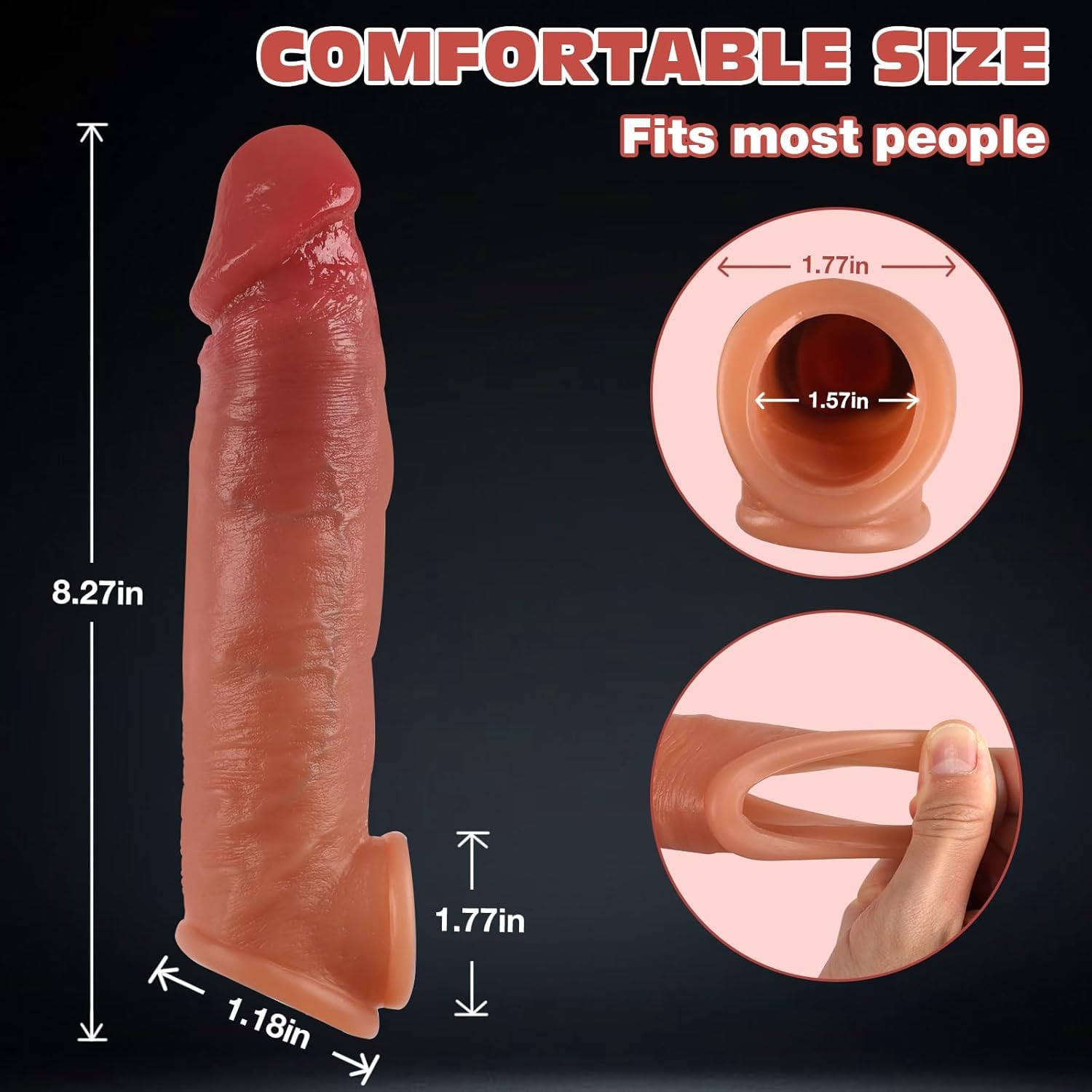 Guaina Pene con Anelli per Coppia, Medical Silicone Penis Sleeve con Cock Ring per Uomo, per Guaine Prolunghe e l'ingrandimento del pene, Ritarda l'eiaculazione Aumenta per L'erezione(YDL-035) (Flesh)