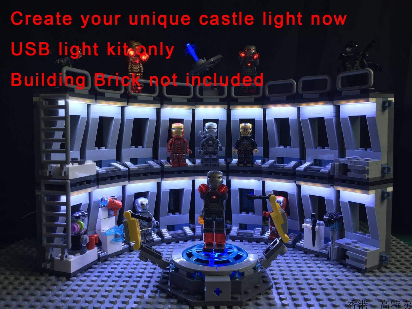 3 Packs X LED Down Lights (USB Powered Brick White LED), Compatible with Lego Bricks or Major Brand Bowerful
