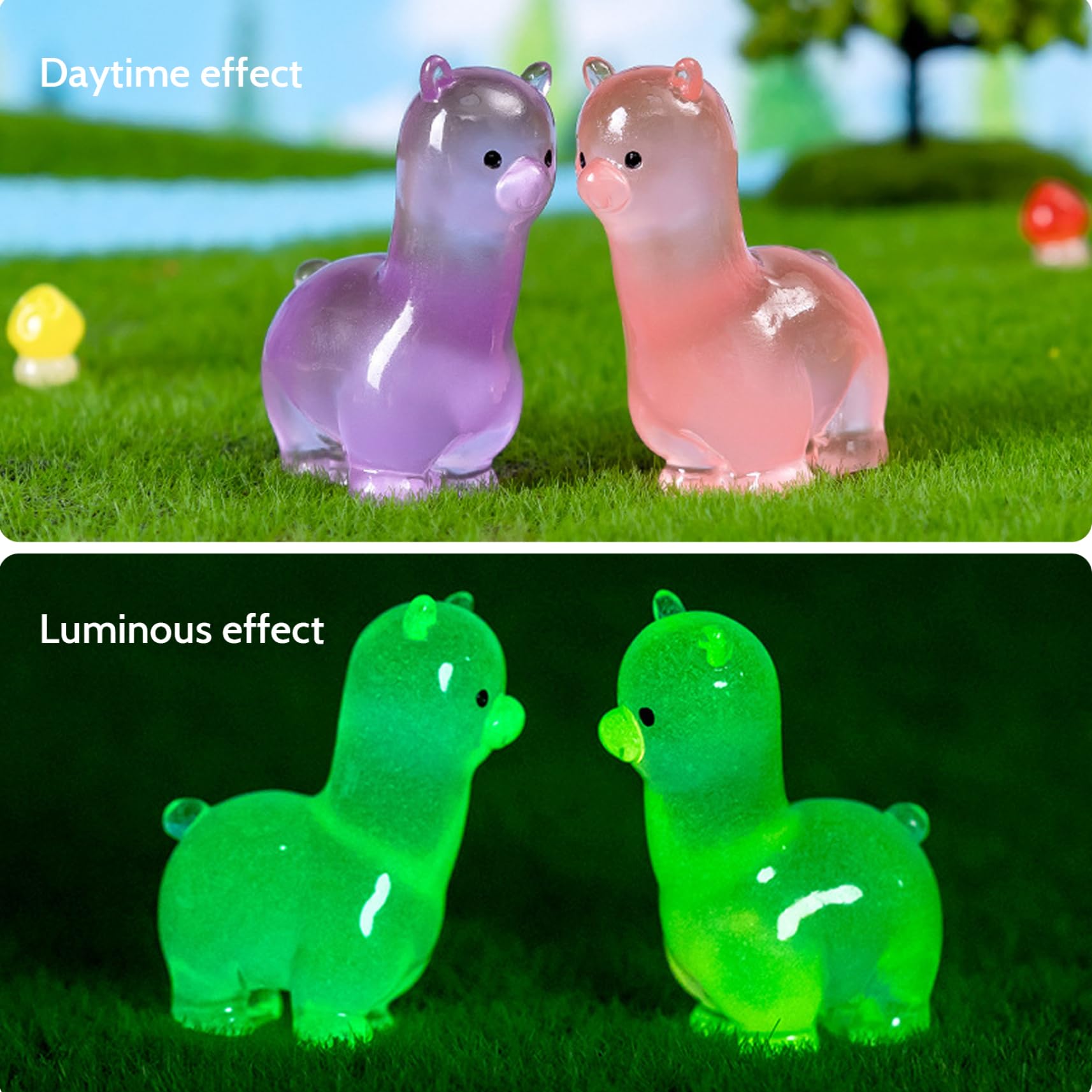 LIINWNIRS 150 Pcs Luminous Mini Dinosaur Resin Animals Set - Glow In The Dark Figurines For Fairy Gardens, Aquariums & DIY Crafts - View #5