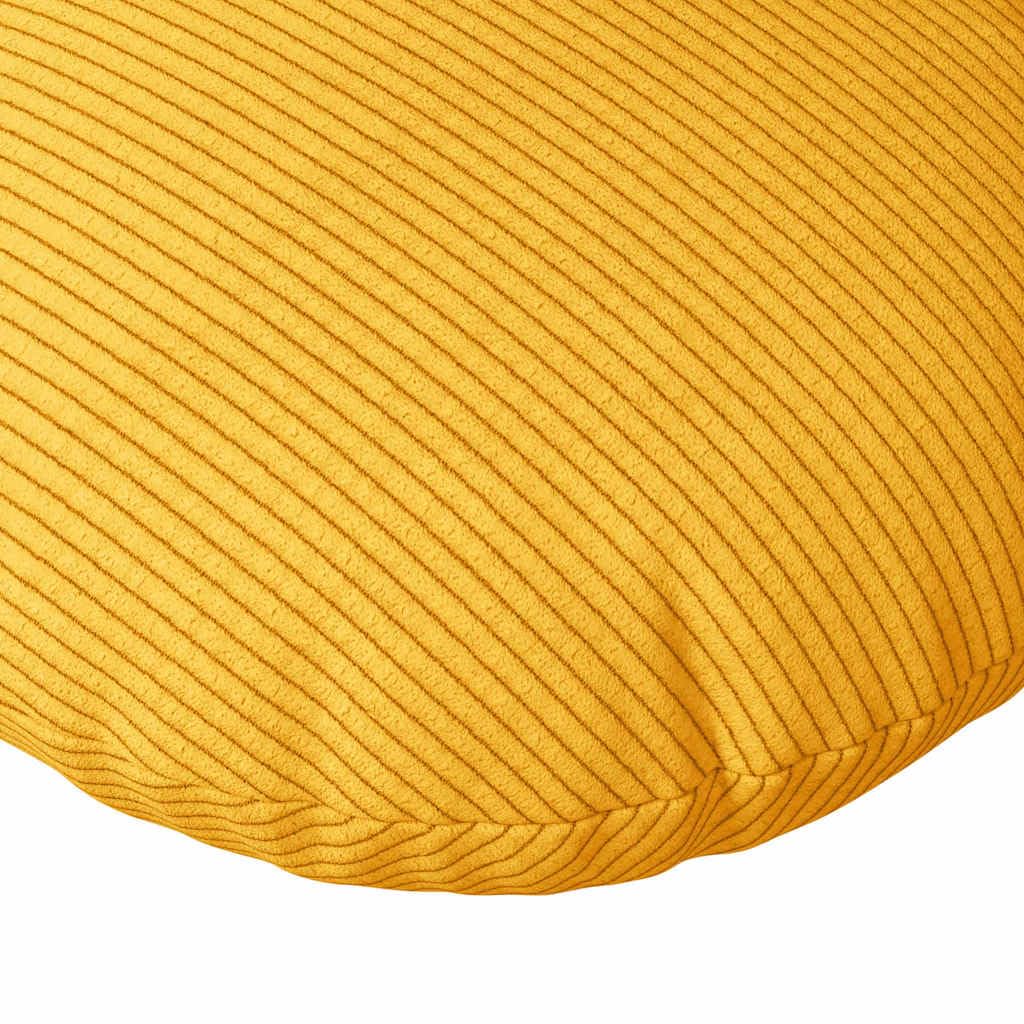 Juego de 2 cojines de 80 cm de diámetro, de pana amarilla, base de polipropileno, relleno de poliéster, funda extraíble, cremallera para el hogar, oficina