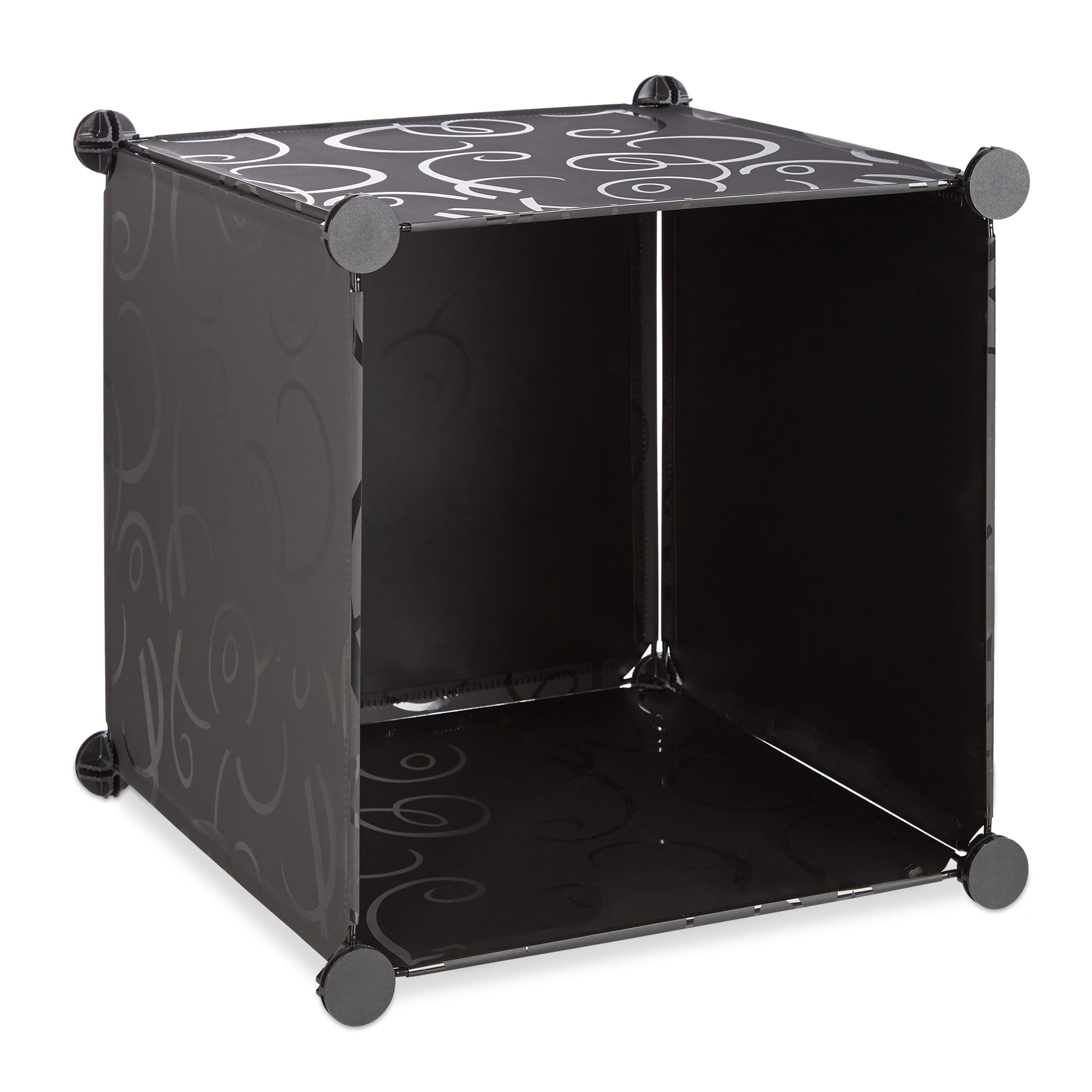 Relaxdays Kleiderschrank Stecksystem mit 2 Kleiderstangen, Garderobe mit 14 Fächer, Kunststoff Regalsystem, schwarz