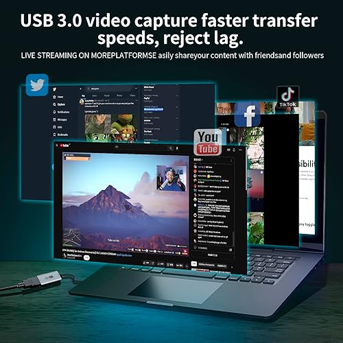 Miniatura 6 de Tarjeta de captura de video, tarjeta de captura 4K HDMI a USB 3.0, tarjeta de captura de audio y video 1080P 60FPS para enseñanza, transmisión,