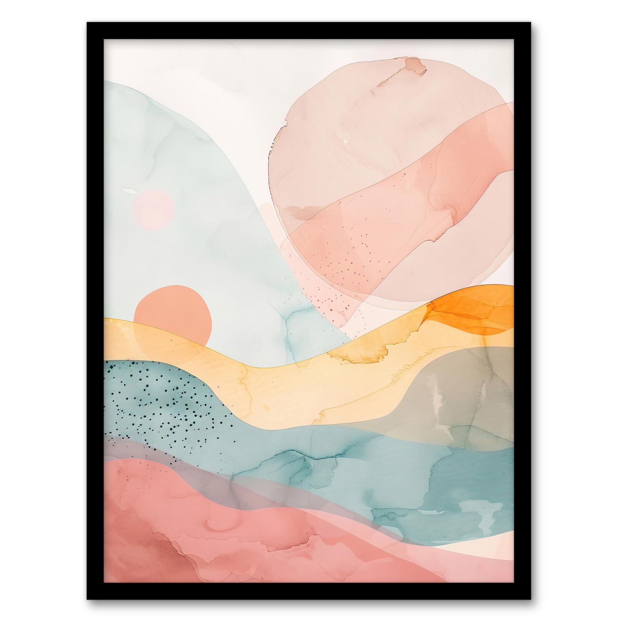 Artery8 Abstract Yorkshire Dales Park Sunset Watercolour Living Room Artwork Framed Wall Art Print 18X24 Inch