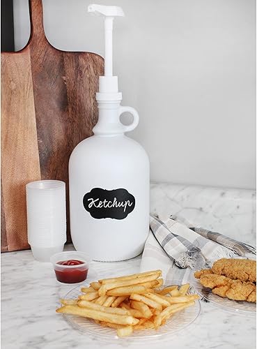 Miniatura 10 de Darware Botella dispensadora de bomba de vidrio de medio galón (negro), jarra de 64 onzas con bomba para salsas, jarabes, jabones y más