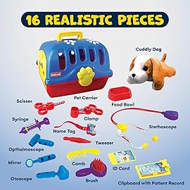 Kidzlane Deluxe Veterinarian Kit for Kids and Toddlers | Pretend Play Vet Set for Kids | Pet Vet Playset | Toy Pet Carrier for Little Girls and Boys | Kids Doctors Kit | Play Doctor Set for Kids