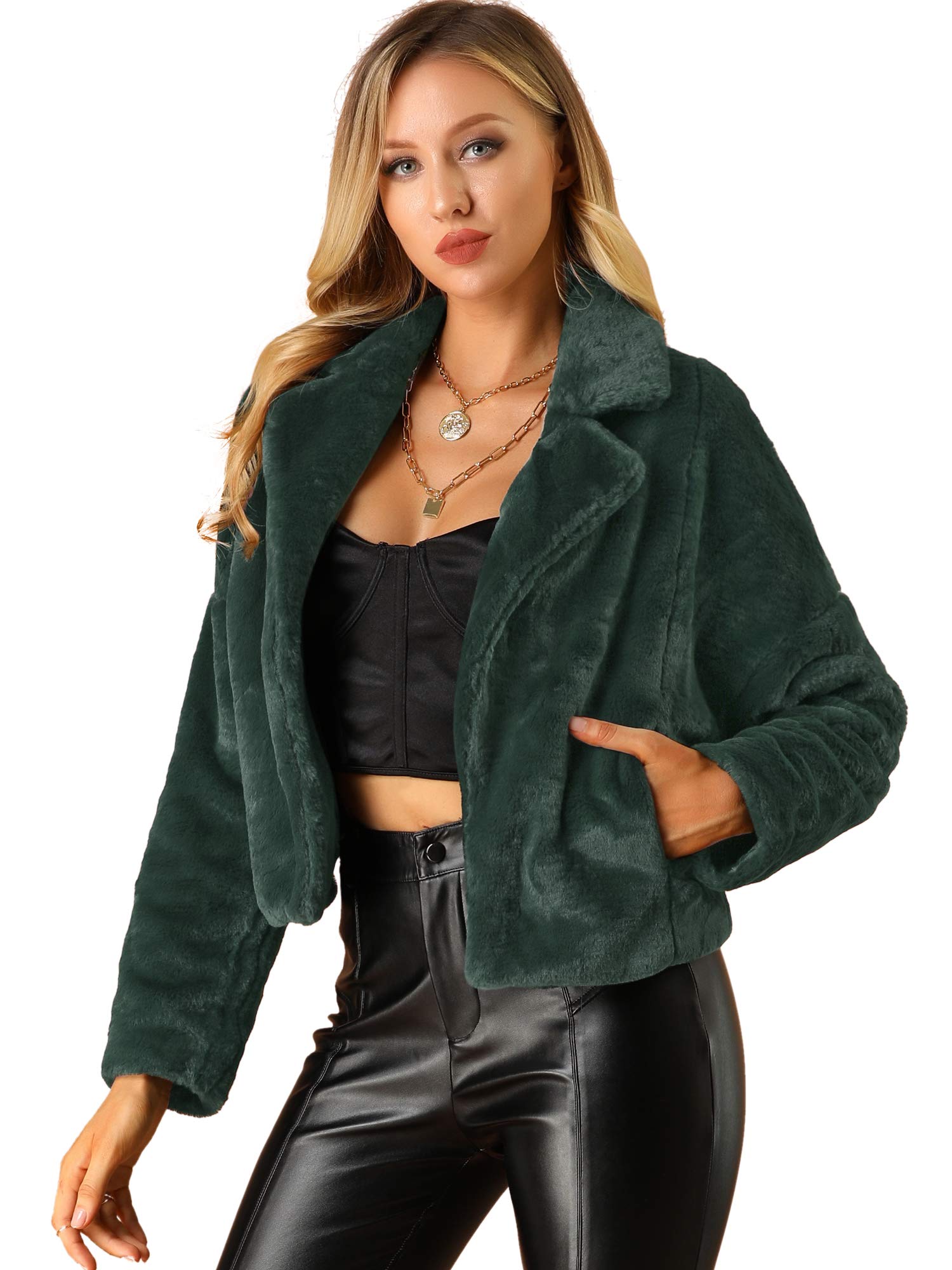 Allegra K Court Court Femme (lot de 1) | Manches longues, cardigan d'automne court, boléro moelleux, vestes pelucheuses, tenue de soirée de mariage, formelle