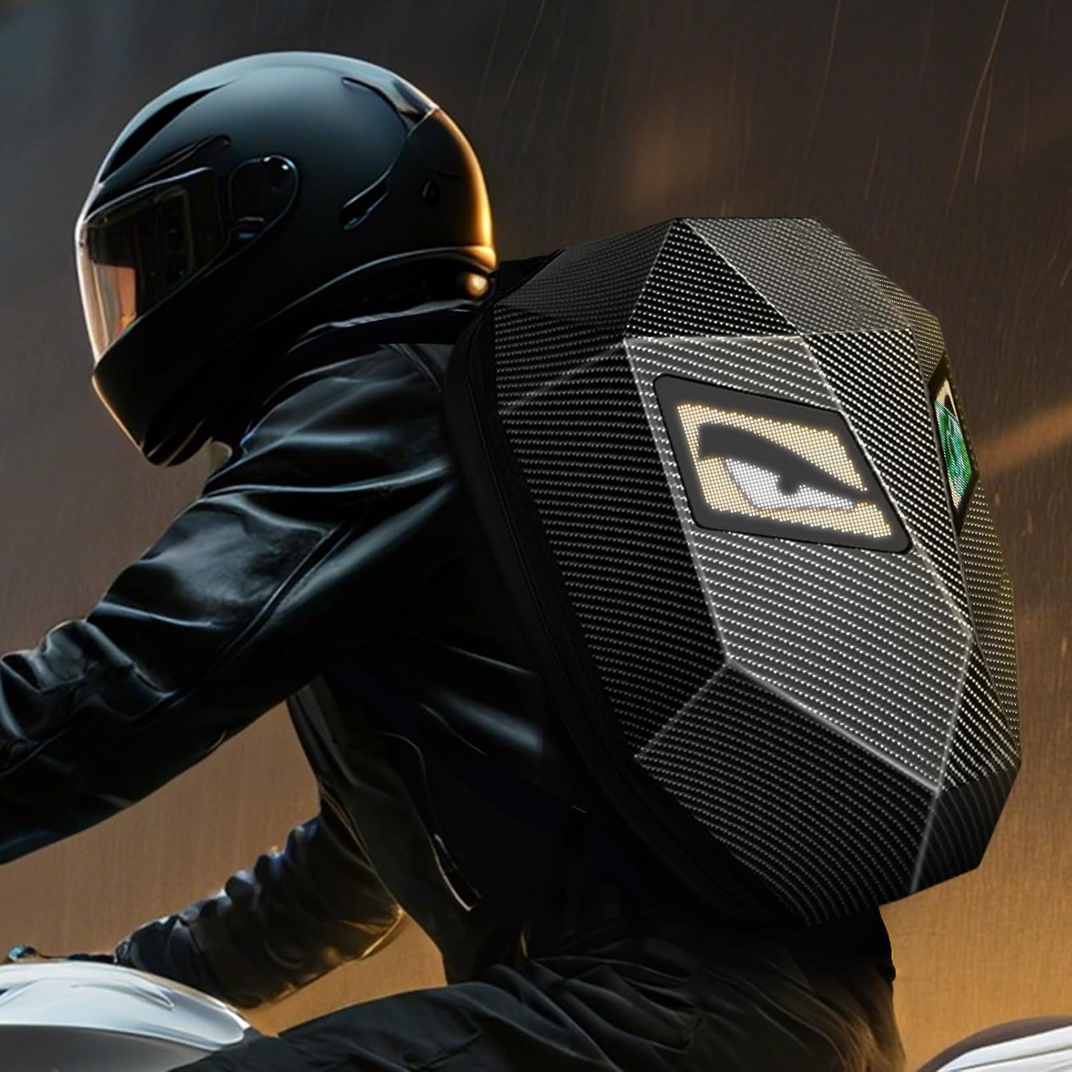 19inch LED Motorcyle Knight Backpack for Men,Hard Case Riding Backpack Motorbike Laptop Bag Waterproof, DIY Programmable Full Color Display & Eyes - Image 8