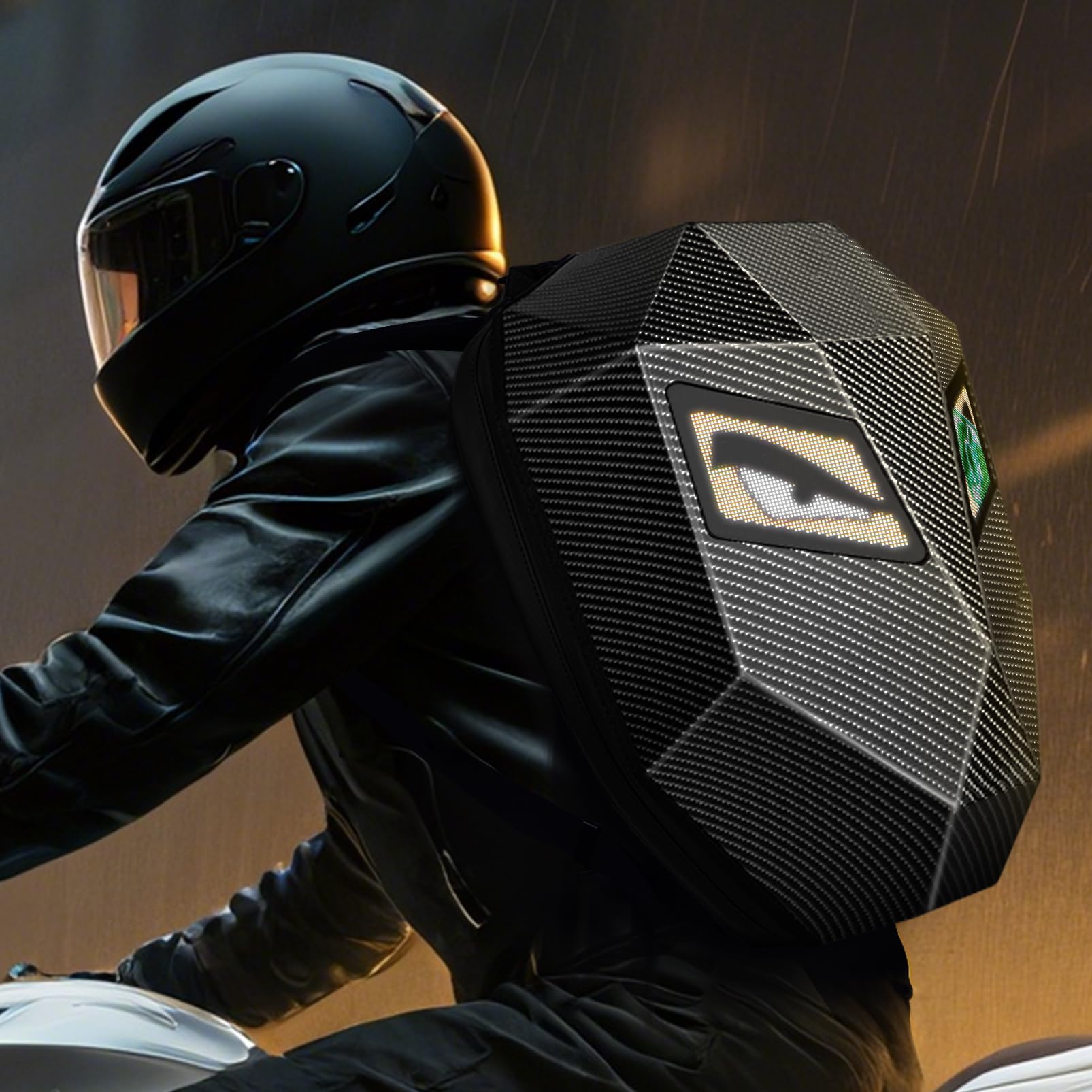 Mochila LED Knight de 19 pulgadas para Motocicleta para Hombres, Mochila de Conducción de Carcasa Rígida, Bolsa para Portátil de Motocicleta Impermeable, Pantalla Programable DIY a Todo Color y