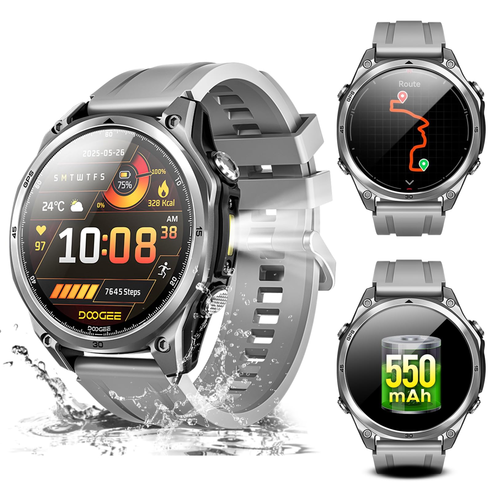 ANYWISEW1, Reloj Inteligente Militar para Hombre, GPS de Doble Banda 5ATM, Compatible con Android y iOS, Pantalla AMOLED de 1,43", más de 170 Modos Deportivos