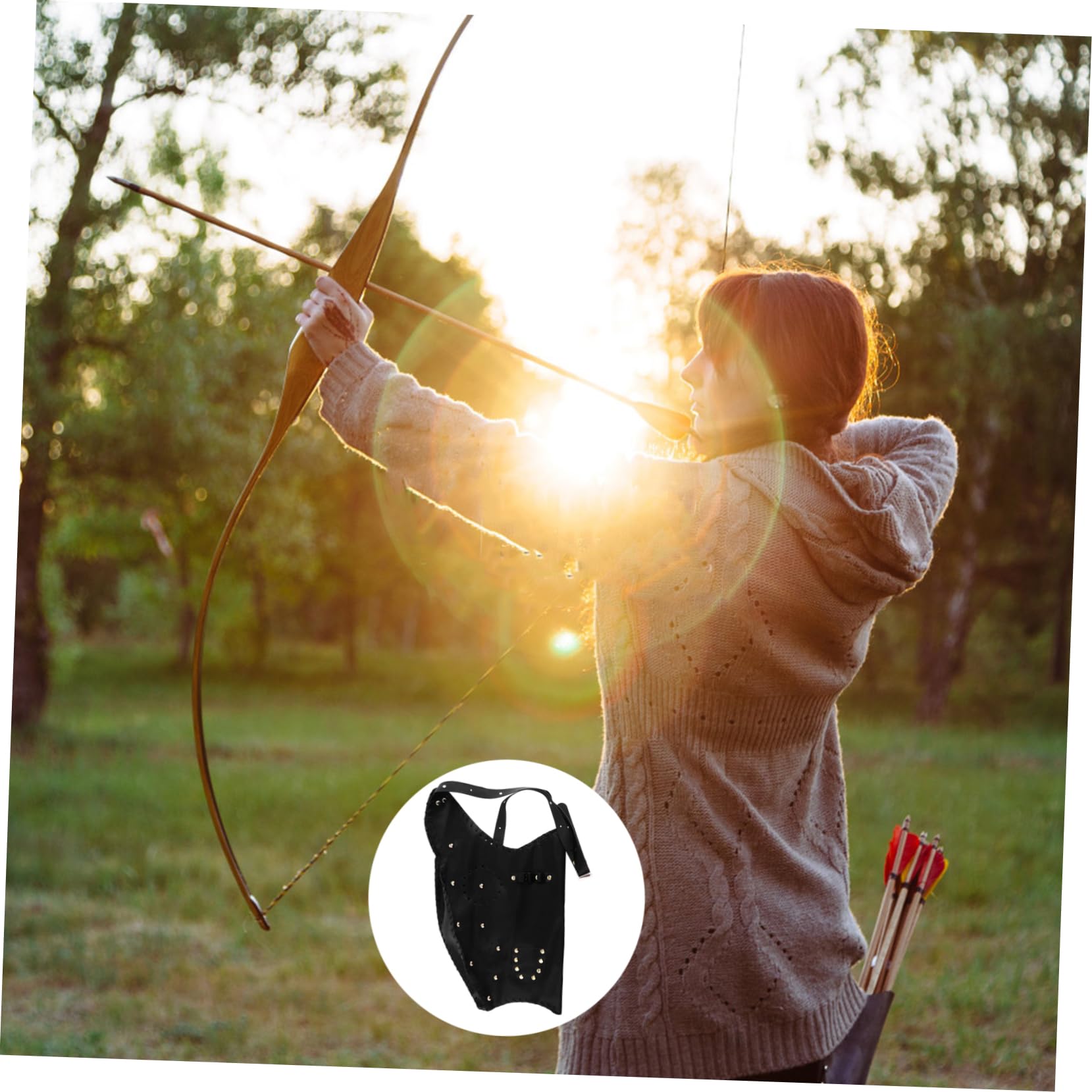 BESTonZON 1Pc Outdoor Leather Arrow Holder for Traditional Snap Button Design for Easy Disassembly for Training Hunting and Target Practice
