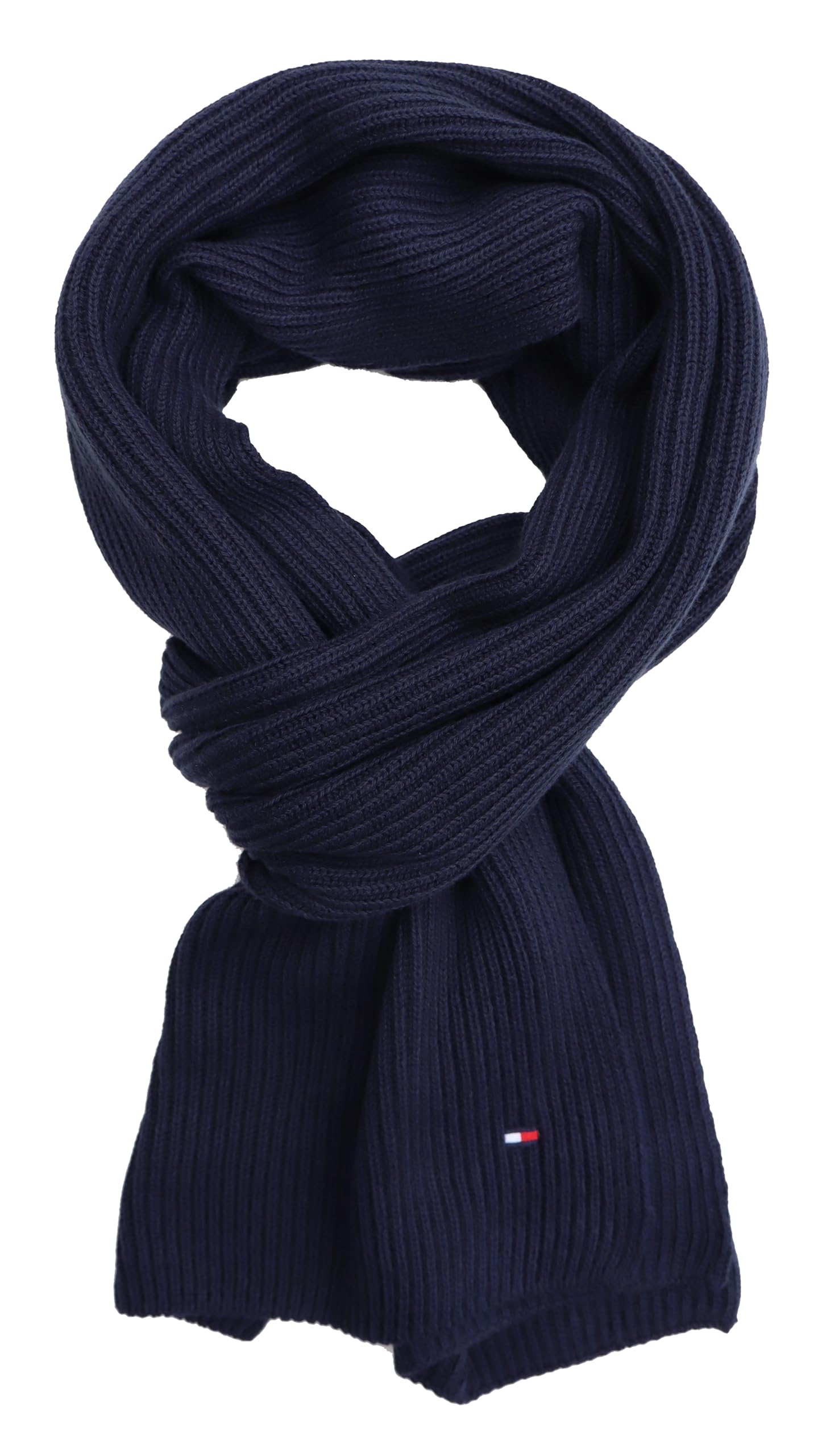 Tommy Hilfiger Schal Strickschal Cotton Cashmere Scarf Blau Space Blue