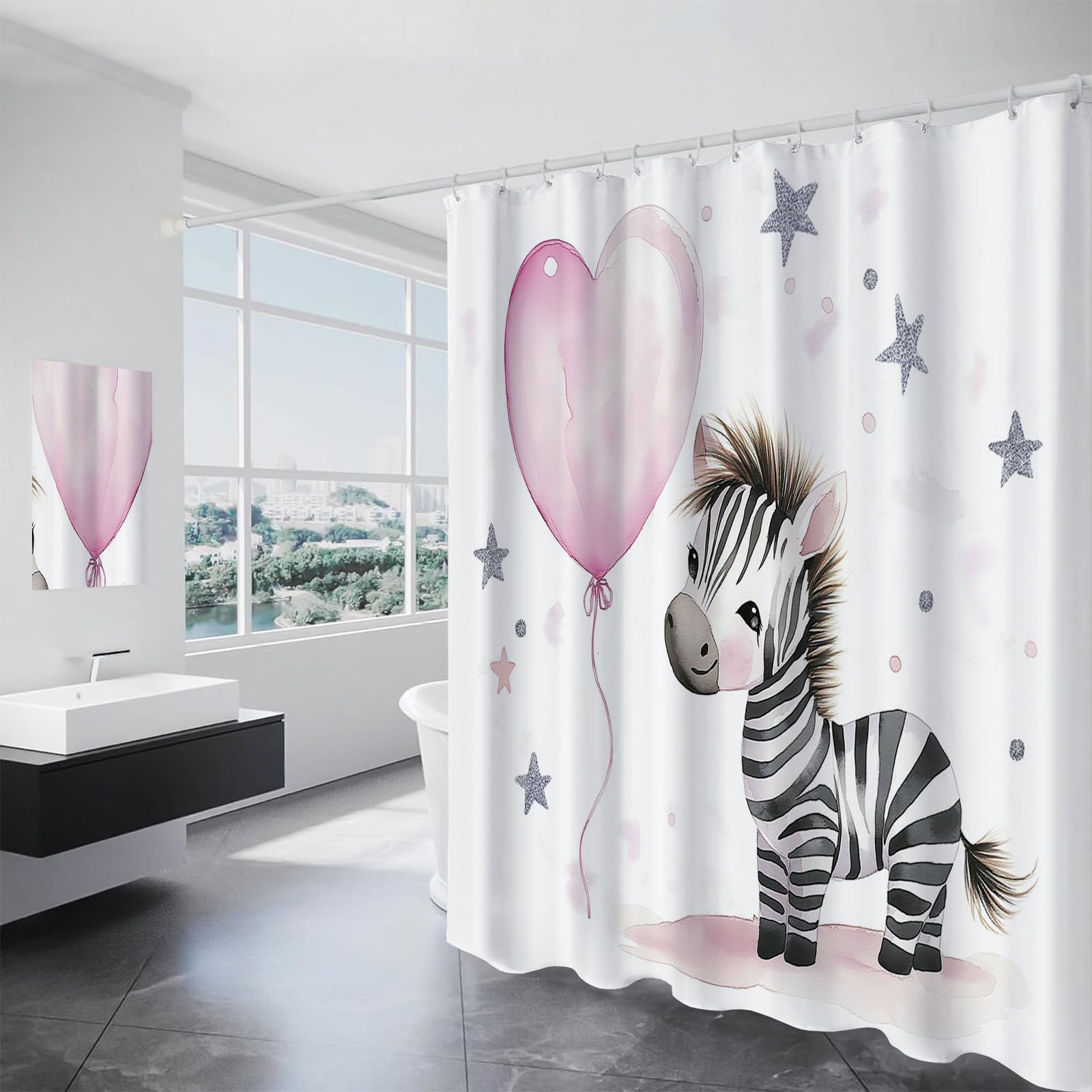 Rideau de douche zèbre motif dessin animé rideaux baignoire polyester 180x180