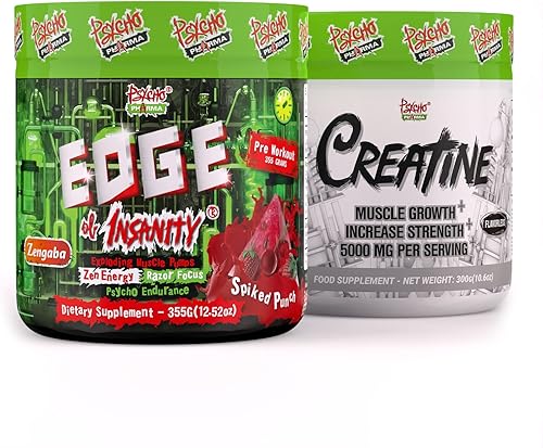 Miniatura 1 de Psycho Pharma Edge of Insanity - Pre entrenamiento + pila de creatina