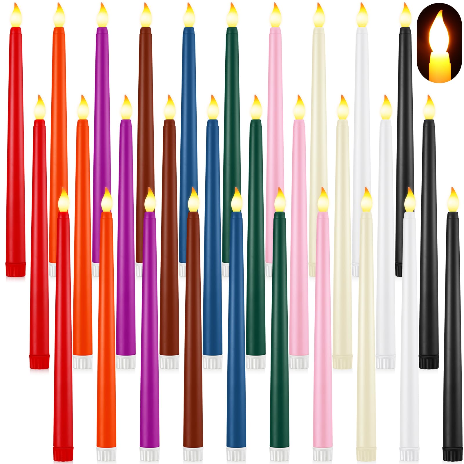 Retisee 30 Pcs 11" Flameless Taper Candles Bulk Light LED Battery