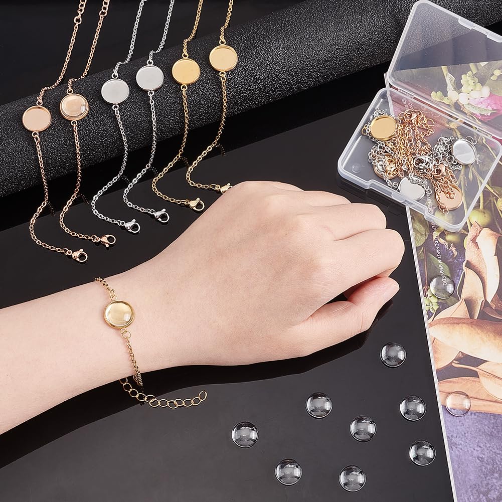 NBEADS 12 Pcs 3 Colors Bracelet Bezel Tray - Image 3