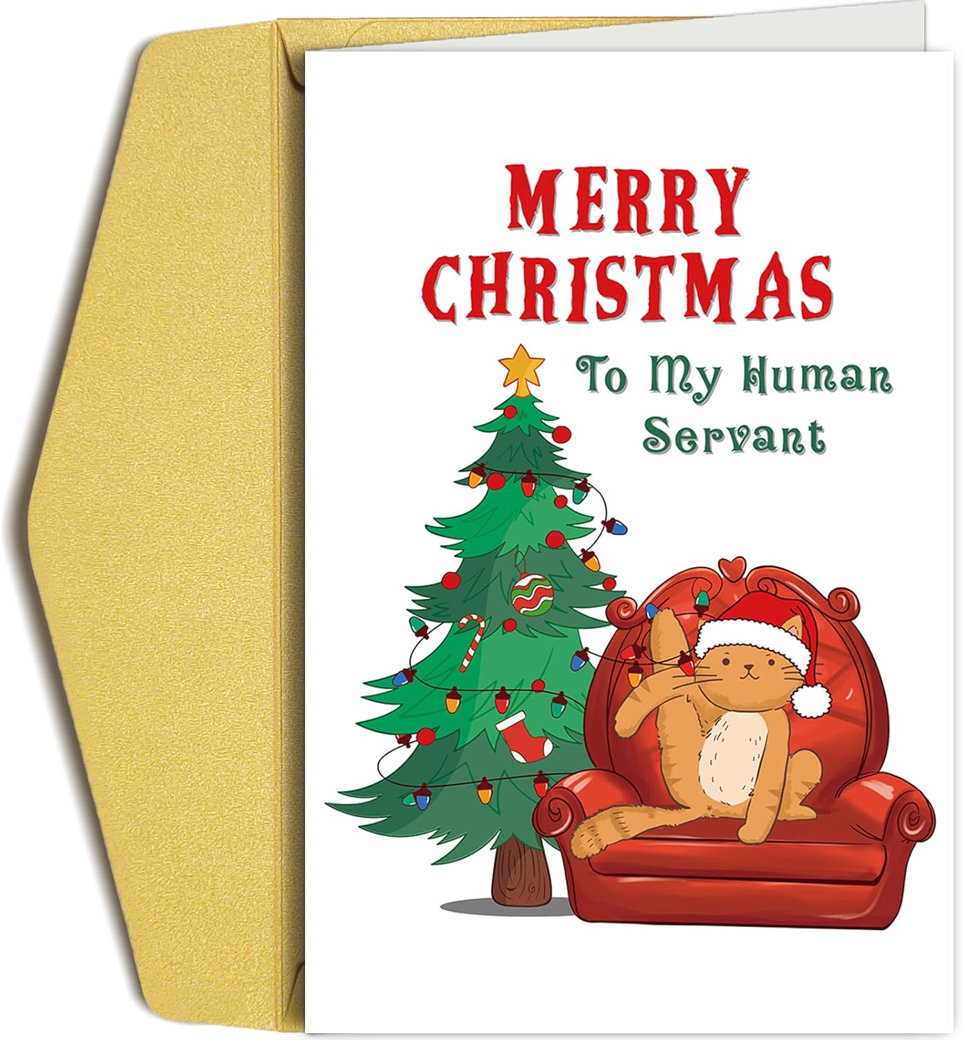 Funny Cat Christmas Card for Cat Lover, Merry Christmas