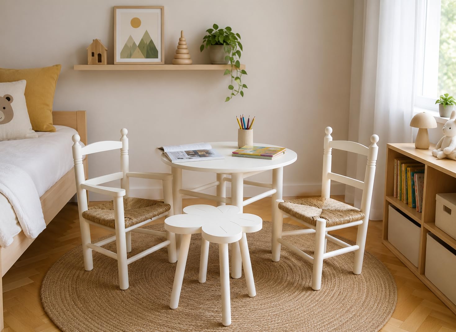Greca Kindersitz natürliches Holz, Farbe. Abmessungen: 35 * 27 * 60 cm.